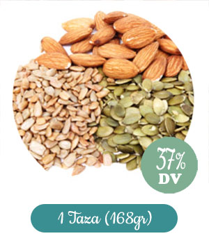 37% dv de ácido fólico en una porción de semillas o almendras